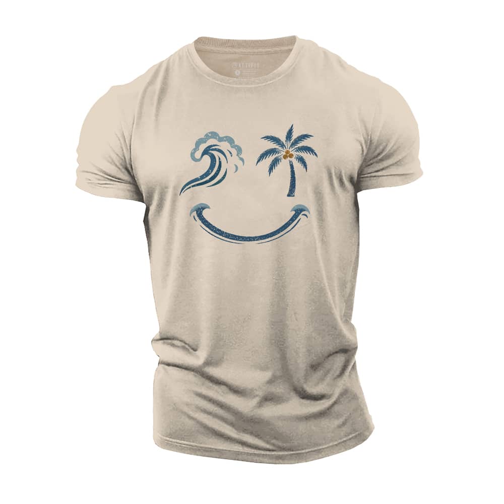 Wave Palm Smiley Cotton T-Shirt