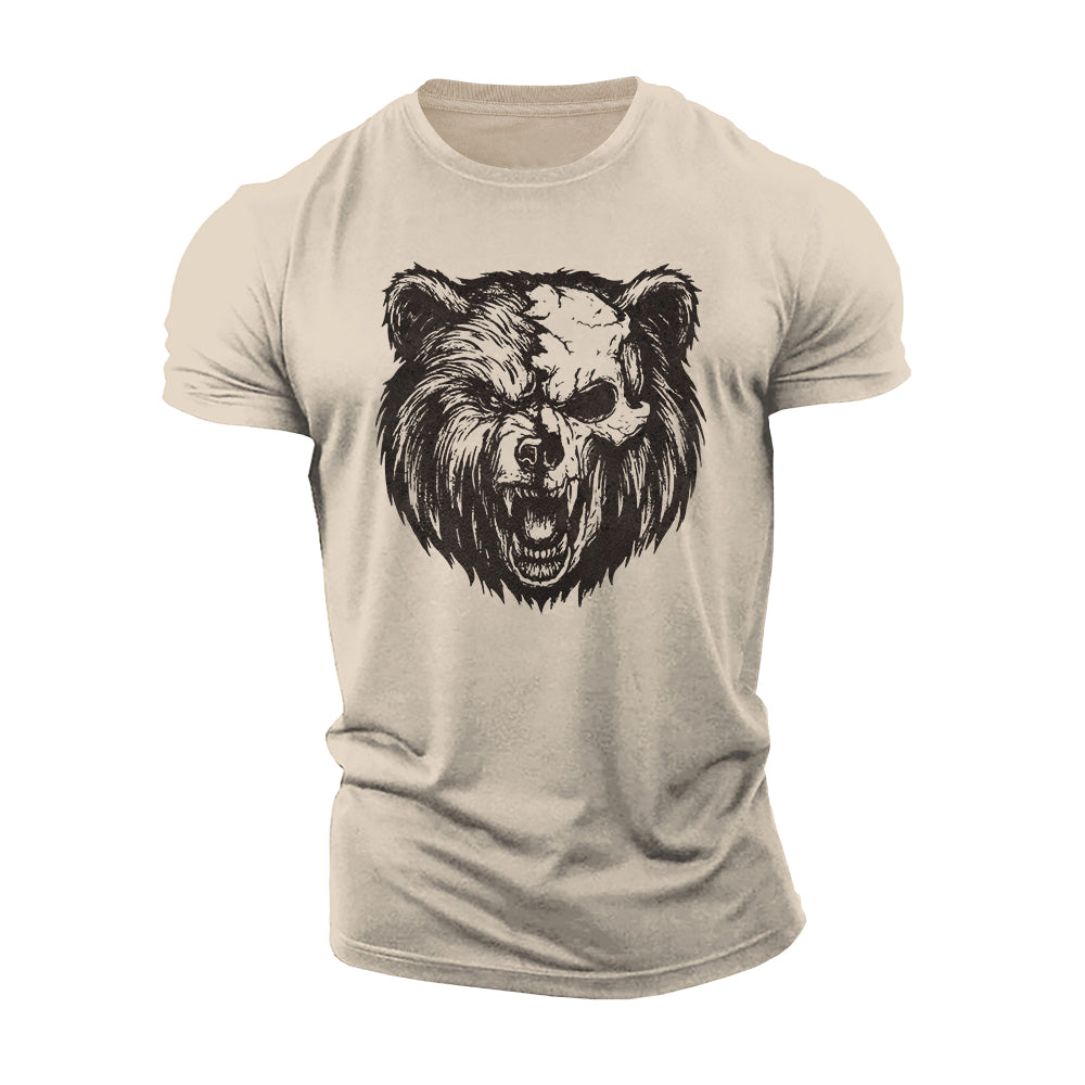 Roaring Bear Skull Cotton T-Shirt