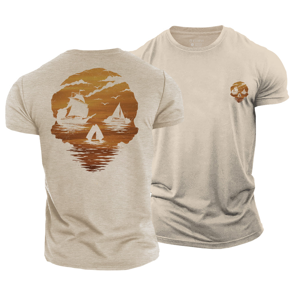 Sea Born Spirit Skull Cotton T-Shirt