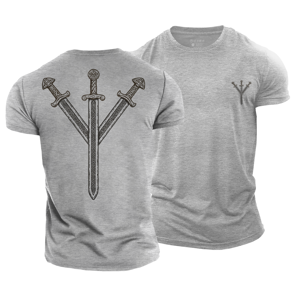 Sword Algiz Runes Cotton T-Shirt