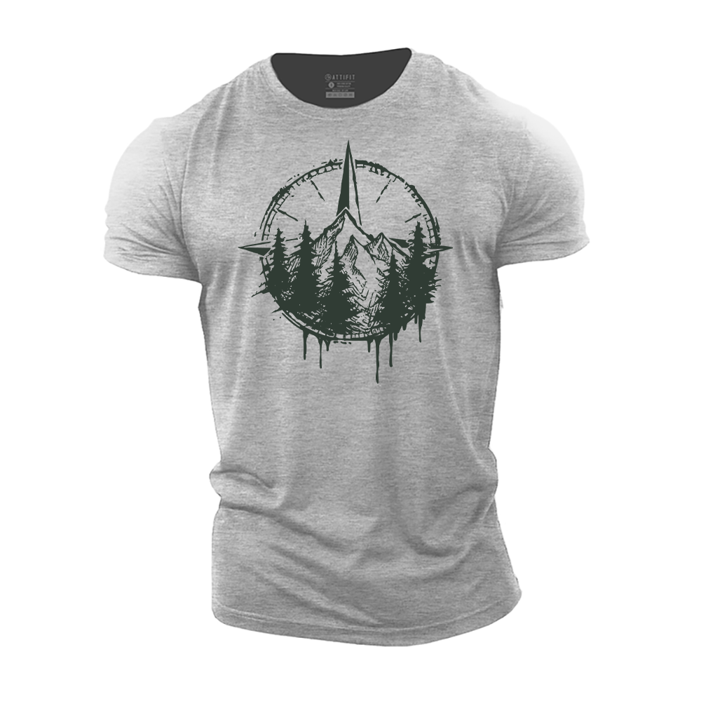 Sketch Outdoor Compass Cotton T-Shirt