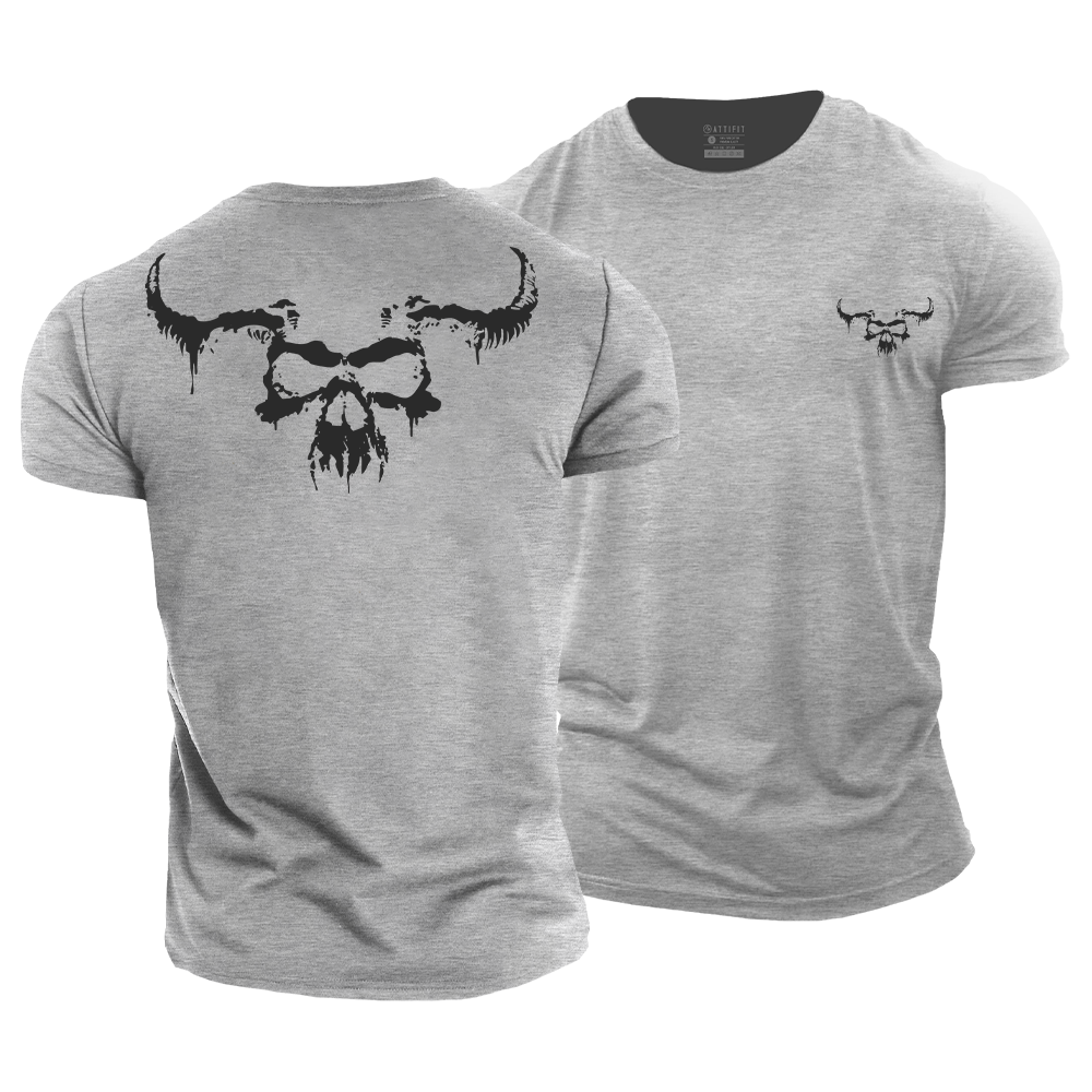 Savage Horned Skull Cotton T-Shirt