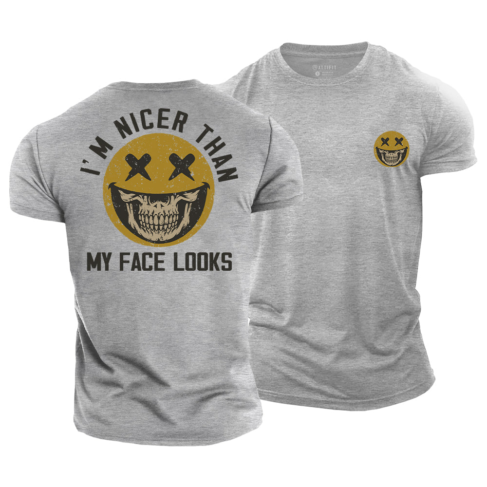 Smiley Skull Humor Cotton T-Shirt