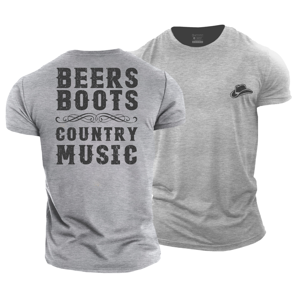 Beers Boots Country Music Cotton T-Shirt