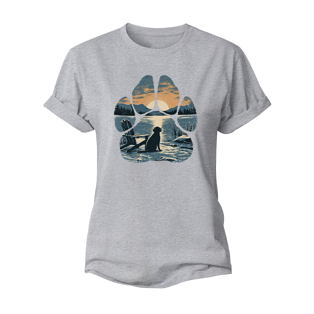 Paw Print Sunset Women's Cotton T-Shirt