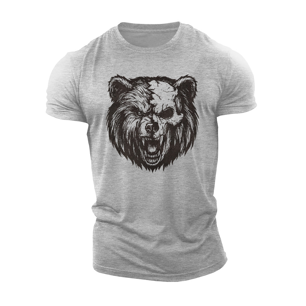 Roaring Bear Skull Cotton T-Shirt