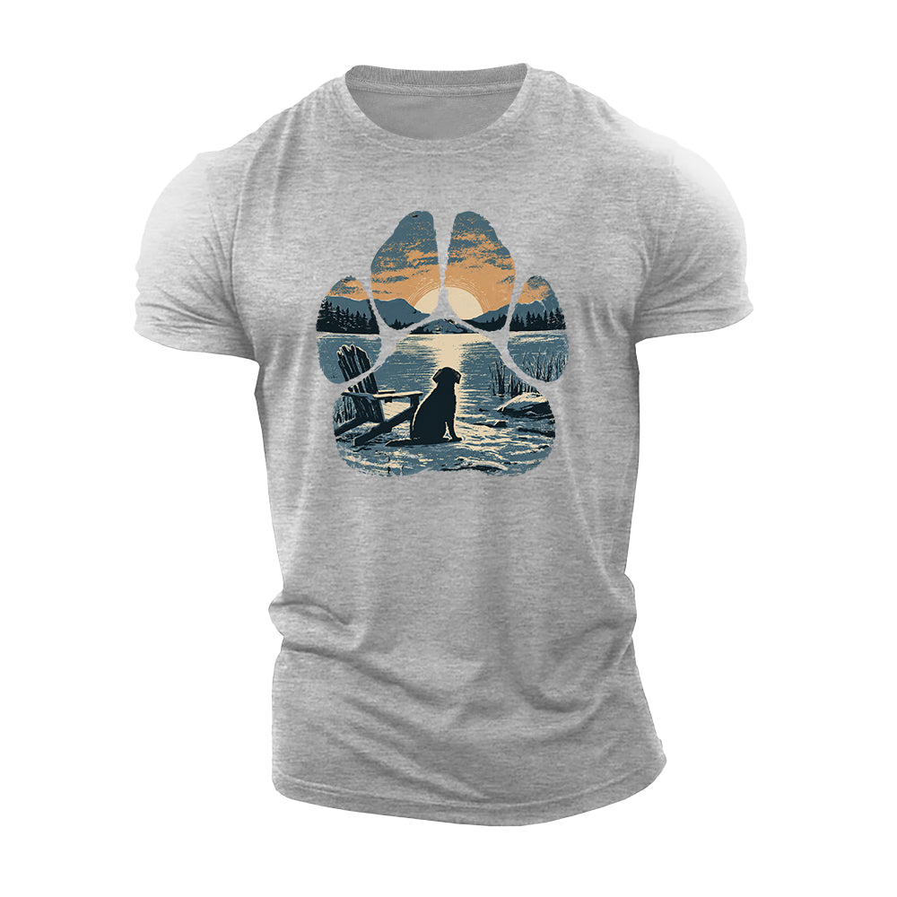 Paw Print Sunset Cotton T-Shirt
