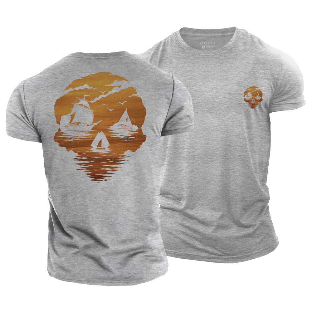 Sea Born Spirit Skull Cotton T-Shirt