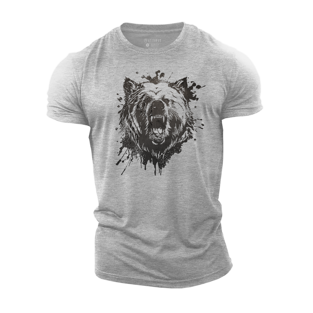 Bear Painted Fury Cotton T-Shirt
