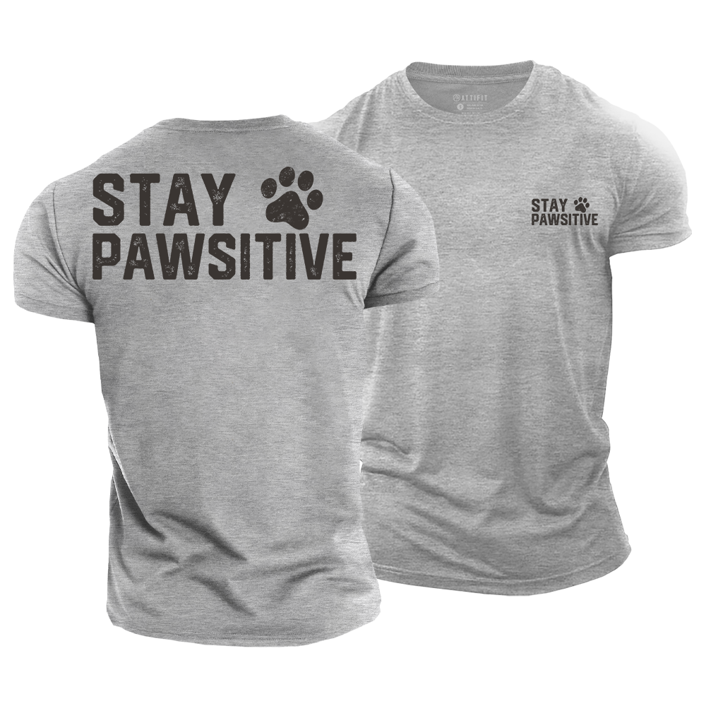 Stay Pawsitive Cotton T-Shirt