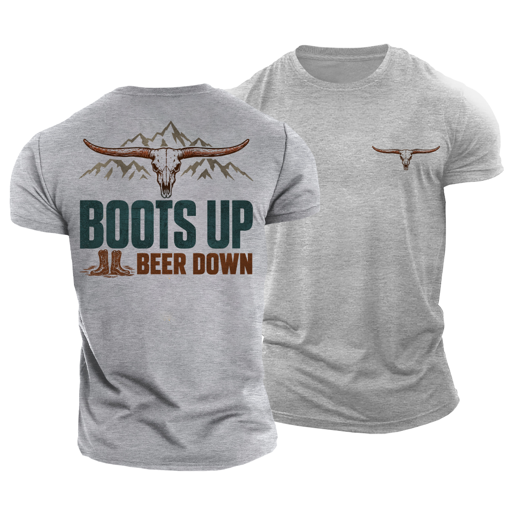 Boots up Beer Down Cotton T-Shirt