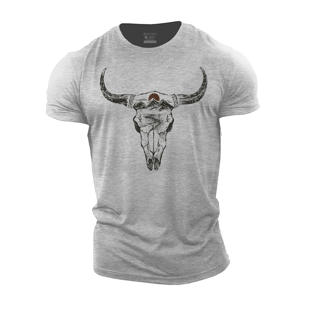 Bull Head Landscape Cotton T-Shirt