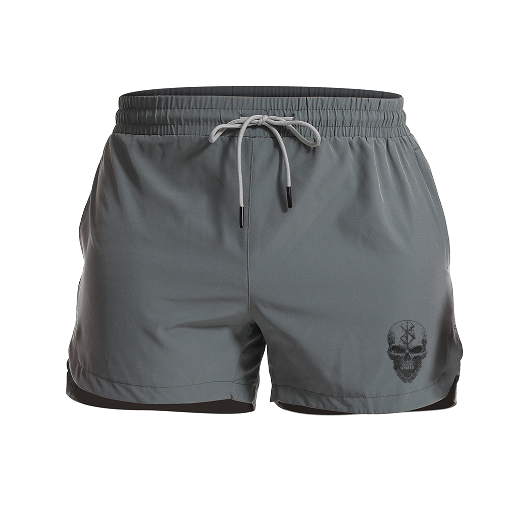 Viking Rune Skull Athletic Quick-Dry Shorts