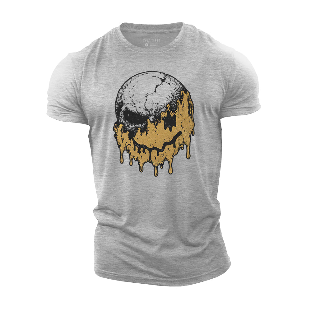 Dripping Happy Skull Cotton T-Shirt