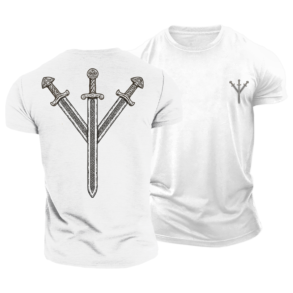 Sword Algiz Runes Cotton T-Shirt