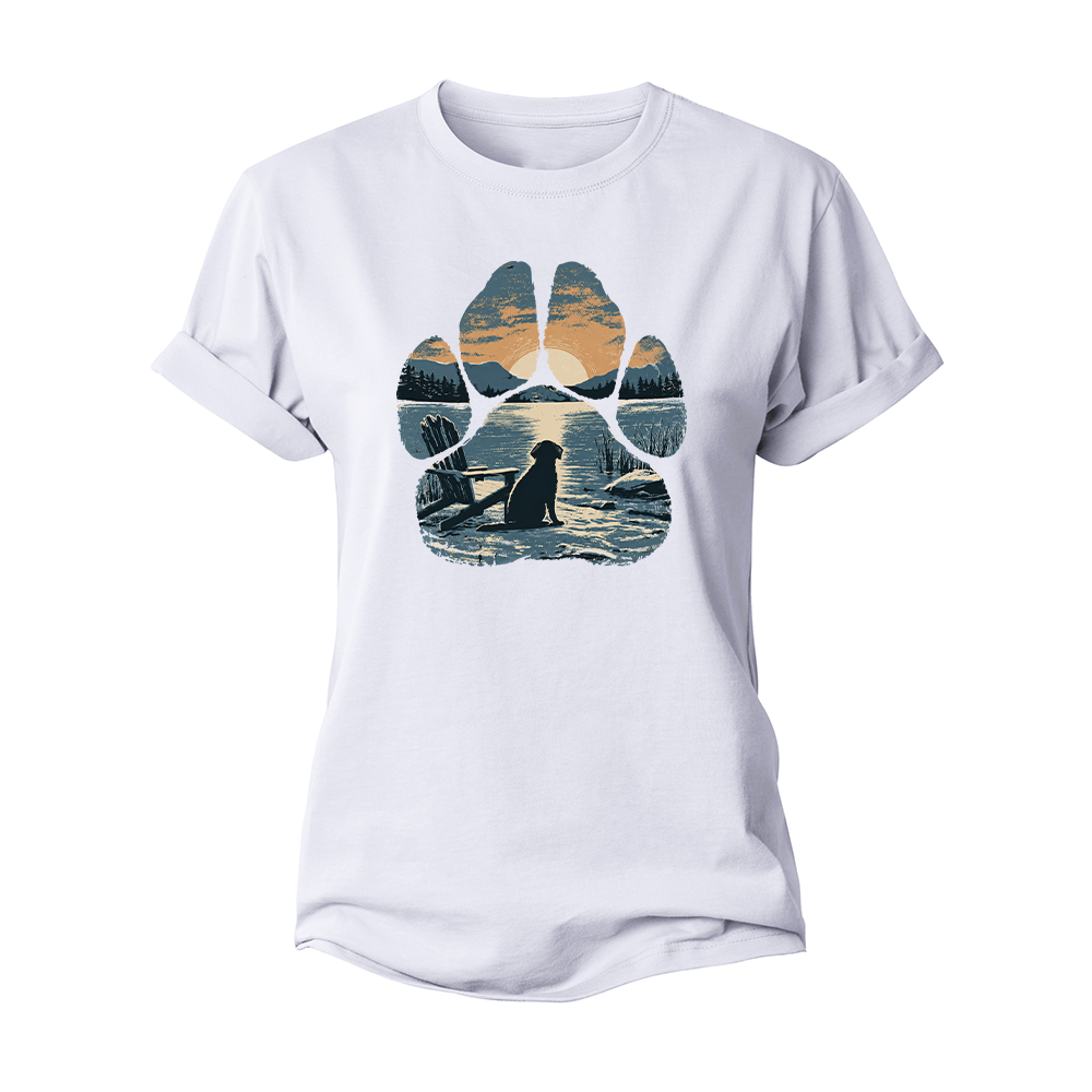 Paw Print Sunset Women's Cotton T-Shirt