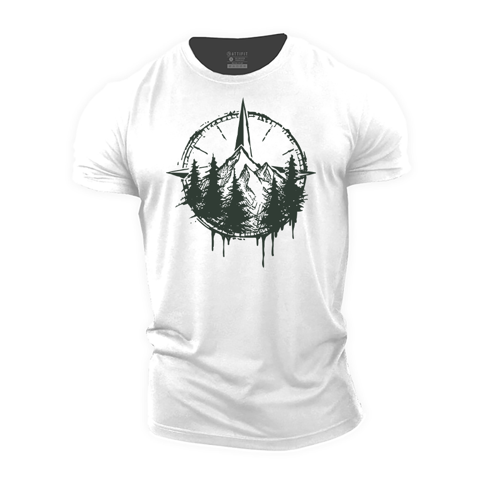 Sketch Outdoor Compass Cotton T-Shirt