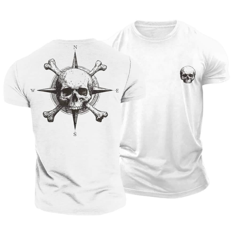 Classic Compass Skull Cotton T-Shirt
