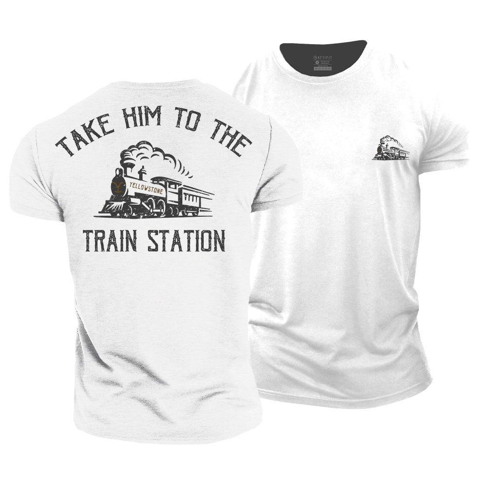 Take Him to the Train Station Cotton T-Shirt
