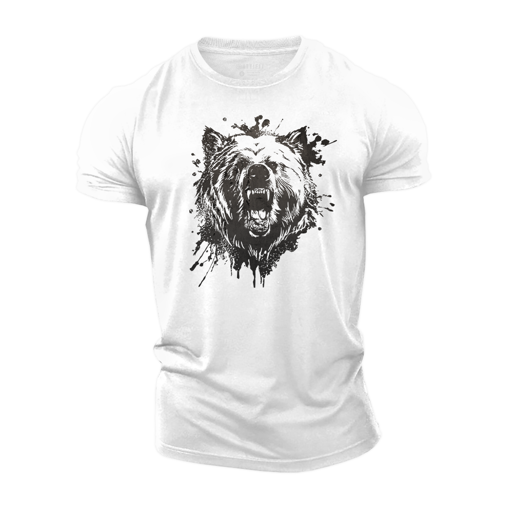 Bear Painted Fury Cotton T-Shirt