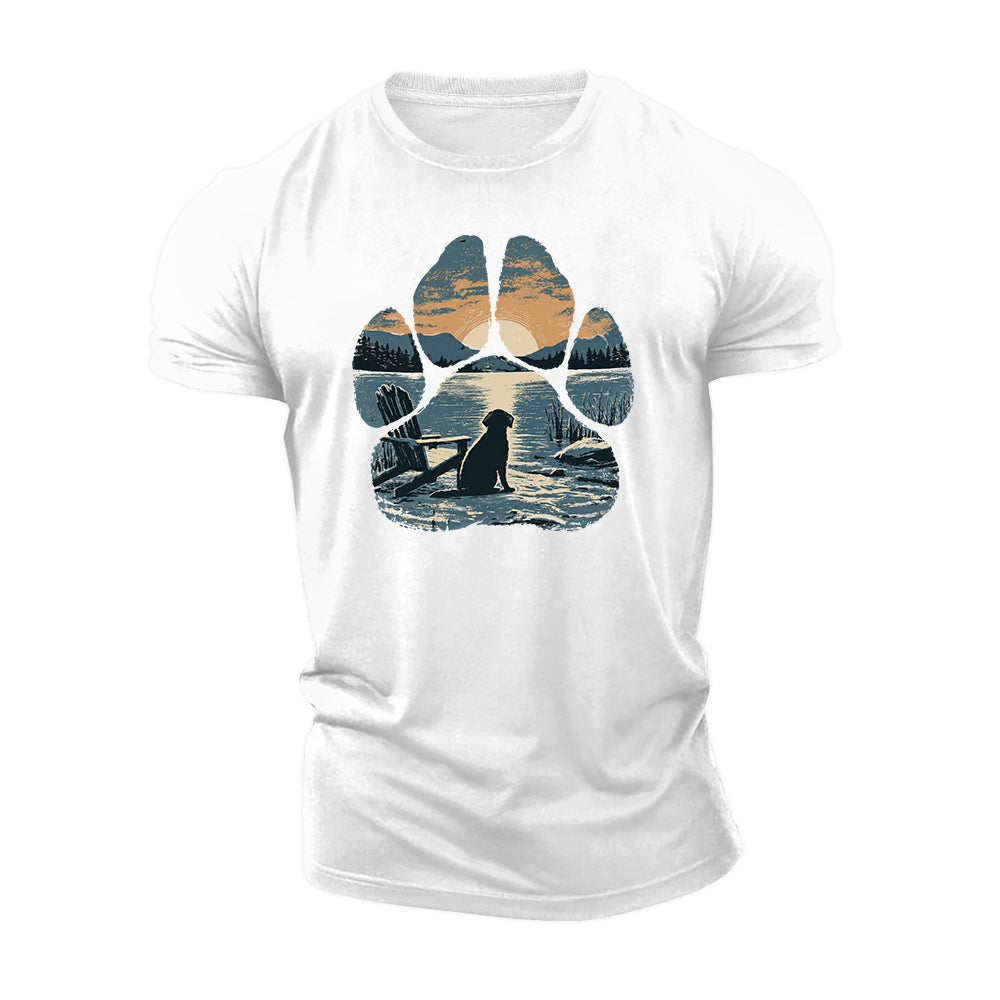 Paw Print Sunset Cotton T-Shirt