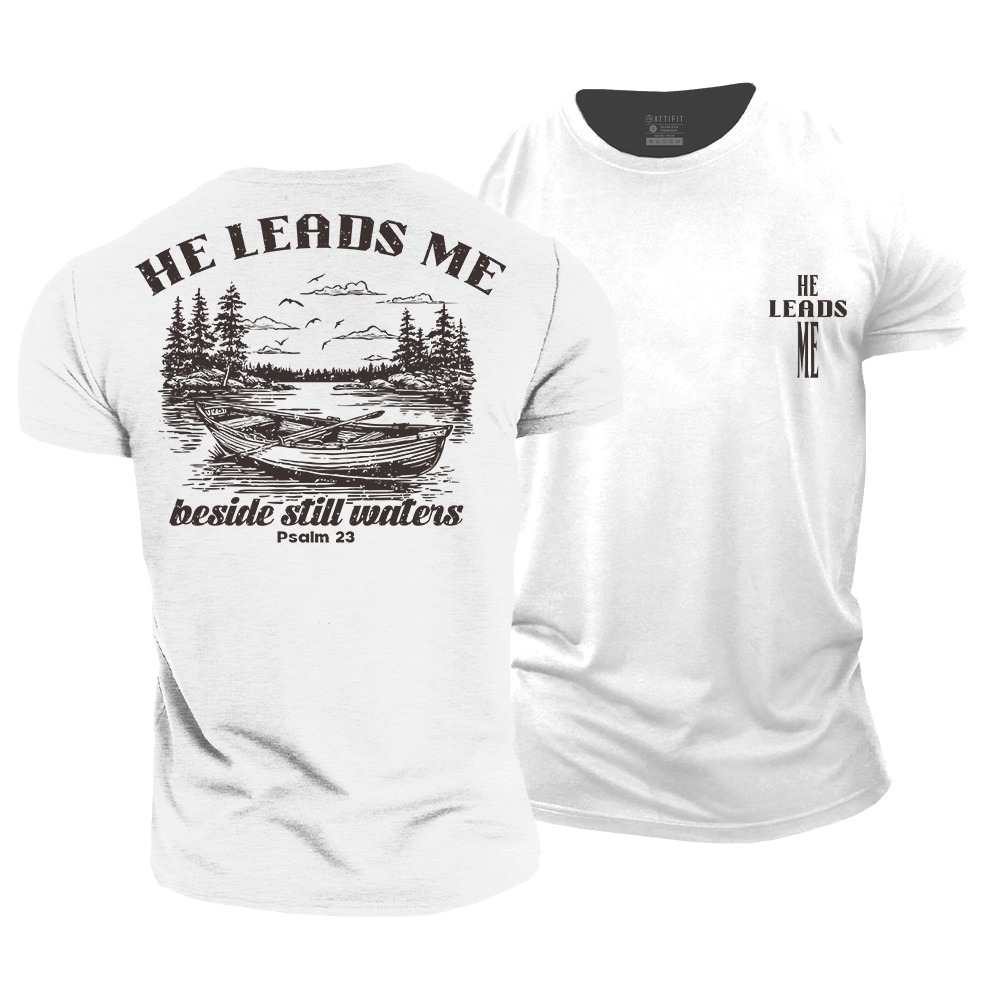 He Leads Me Cotton T-Shirt