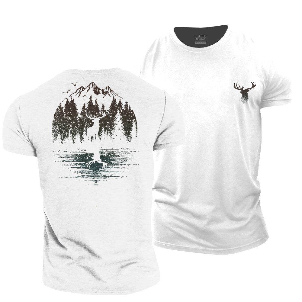Elk in Forest Cotton T-Shirt