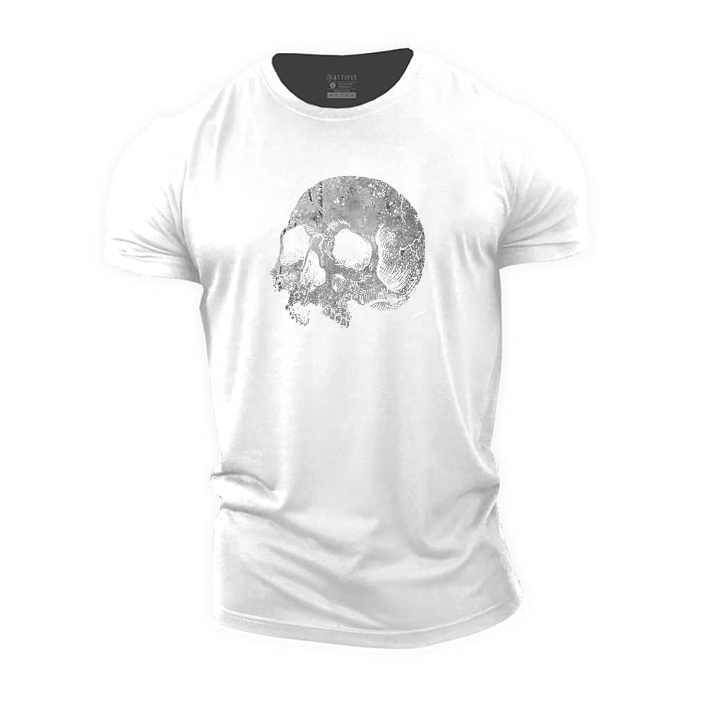 Silver Grey Skull Cotton T-Shirt