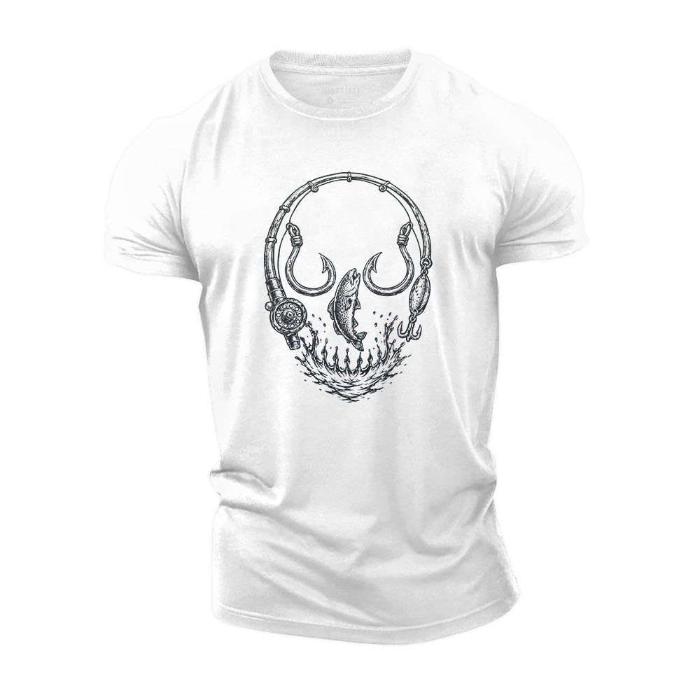 Fishing Skull Cotton T-Shirt