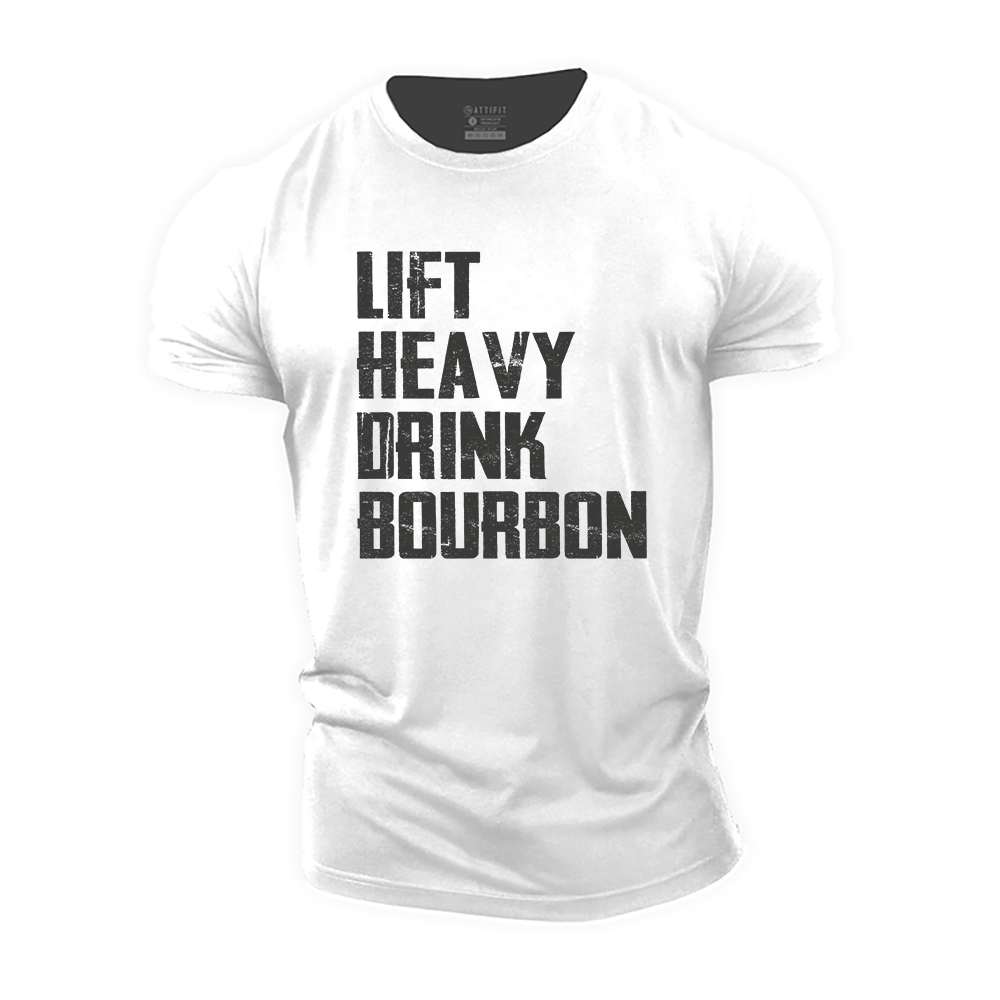 Lift Heavy Drink Bourbon Cotton T-Shirt