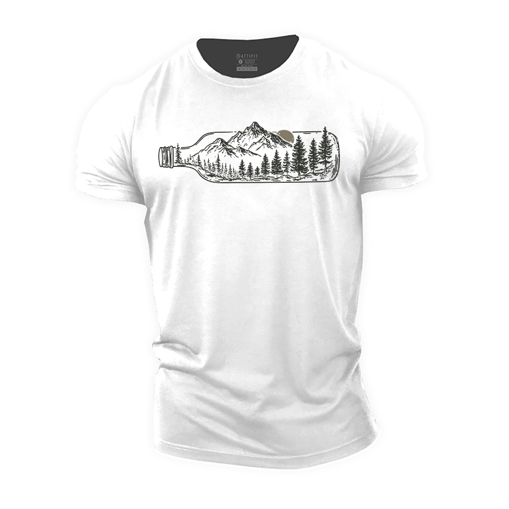 Wine Bottle Landscape Cotton T-Shirt