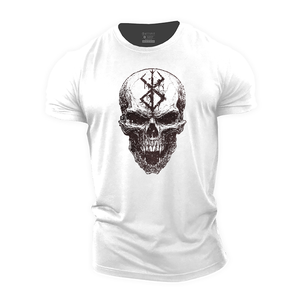Viking Rune Skull Cotton T-Shirt