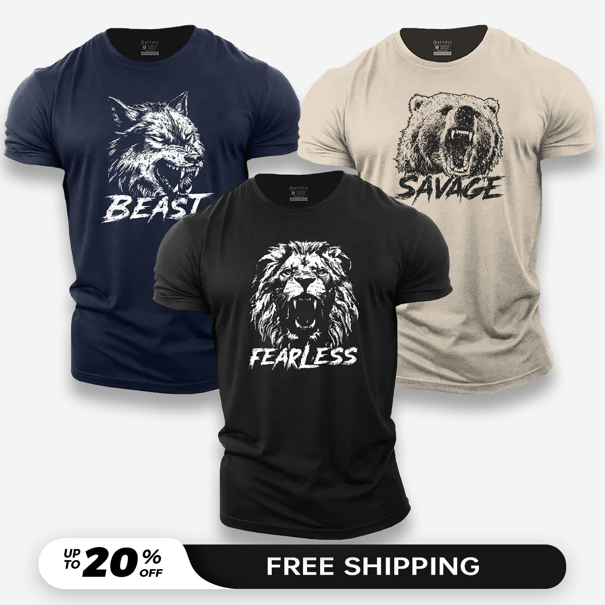 Beast 3-Pack - Cotton T-Shirts