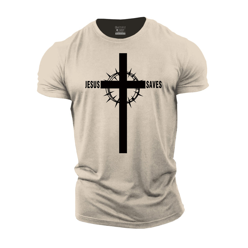 T-shirts d'entraînement croisé en coton Jésus sauve