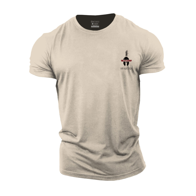 Baumwoll-Spartan-Grafik-Workout-T-Shirts für Herren