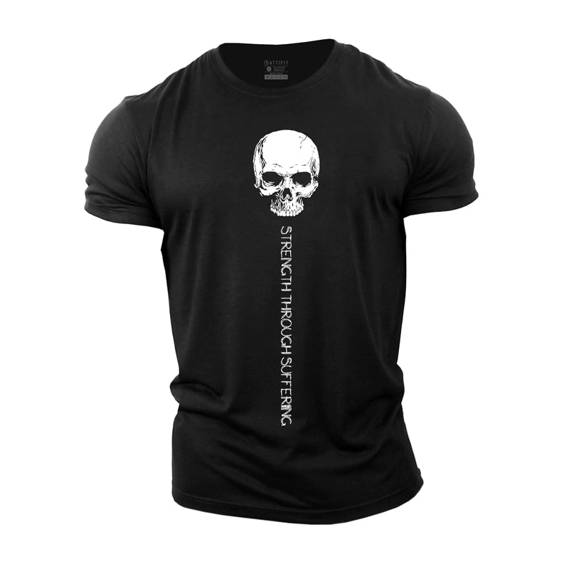 Cotton Skull Strength Graphic Workout Men's T-shirts