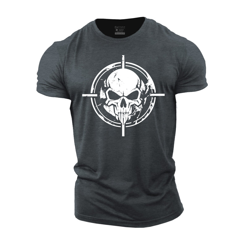 Cotton Target Skeleton Graphic Men's Fitness T-shirts