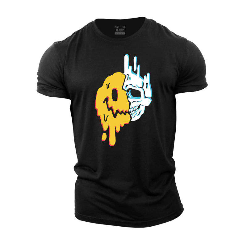 Cotton Skull Smiley Graphic Men's T-shirts