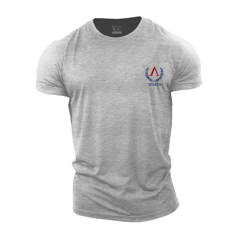 Herren-Fitness-T-Shirts mit Sparta Shield-Grafik aus Baumwolle
