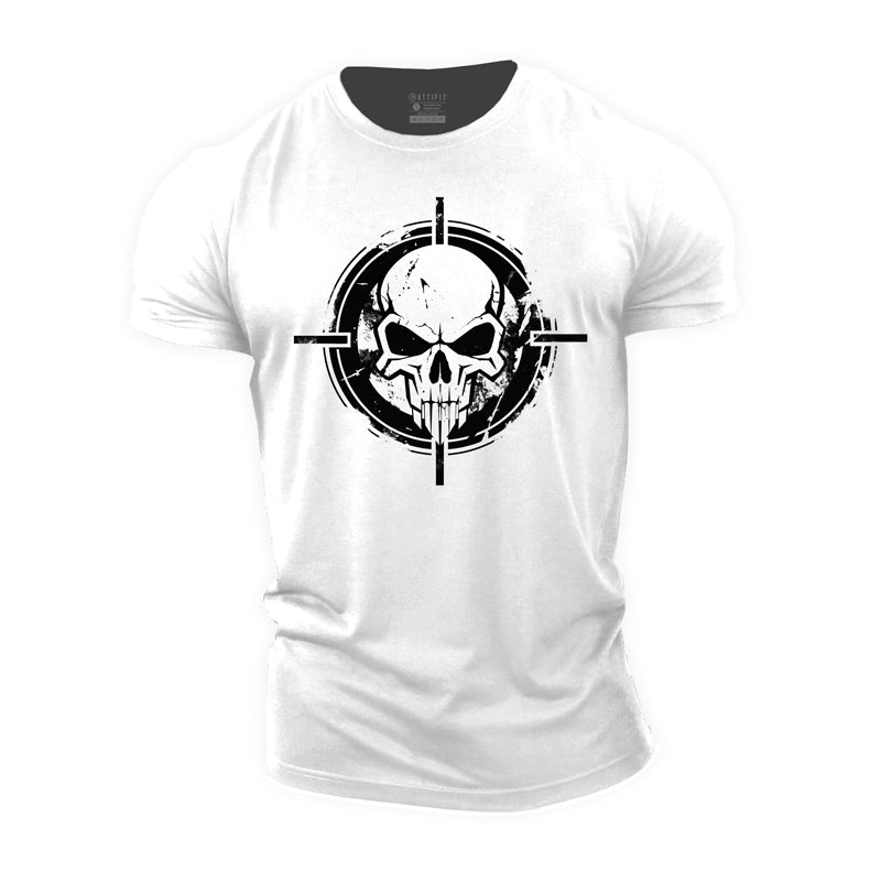 Cotton Target Skeleton Graphic Men's Fitness T-shirts