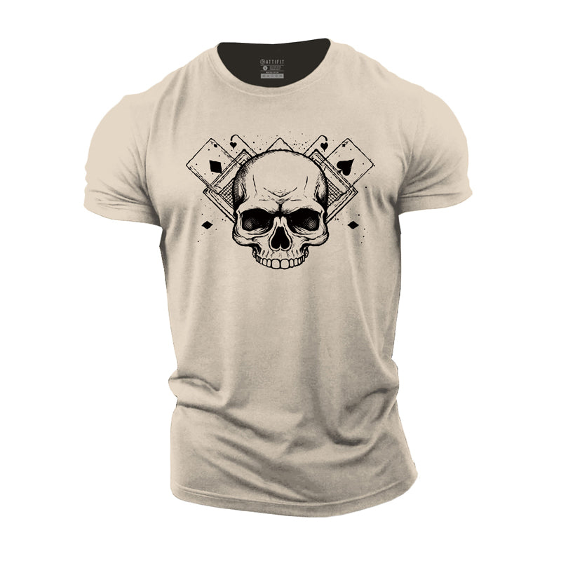 Cotton Skull Poker Graphic Men's Fitness T-shirts