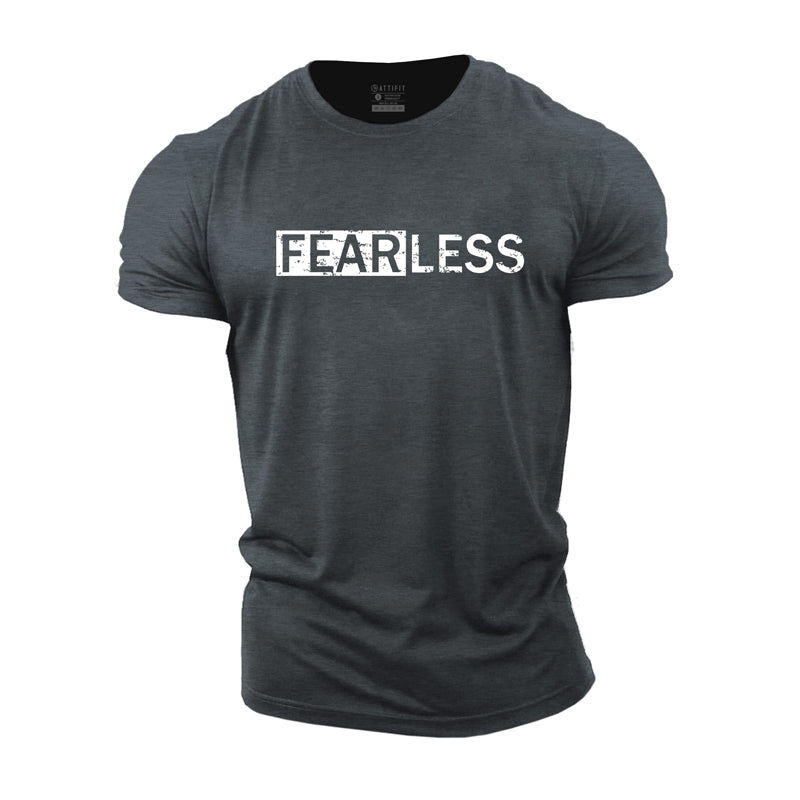 Fitness-T-Shirts für Herren aus Baumwolle mit Fearless-Grafik
