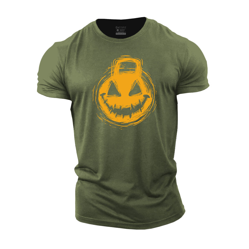 Herren-T-Shirts mit Smiley-Kettlebell-Grafik aus Baumwolle