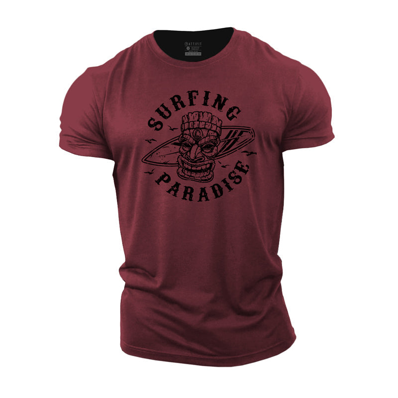 Cotton Surfing Paradise Graphic Gym T-shirts