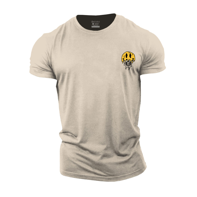 Cotton Skull Smiling Face Graphic Men's Fitness T-shirts