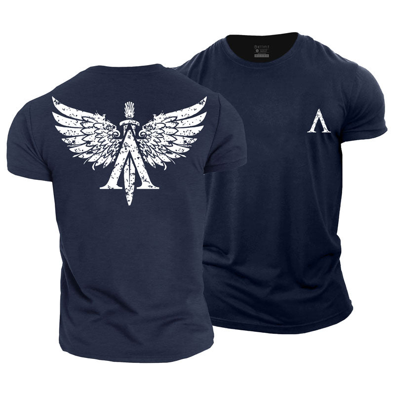 T-shirts en coton avec graphisme Spartan Wings pour hommes