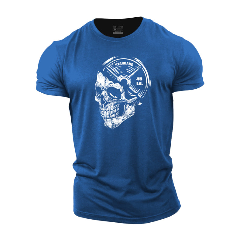 Cotton Dumbbell Skull Graphic Men's T-shirts