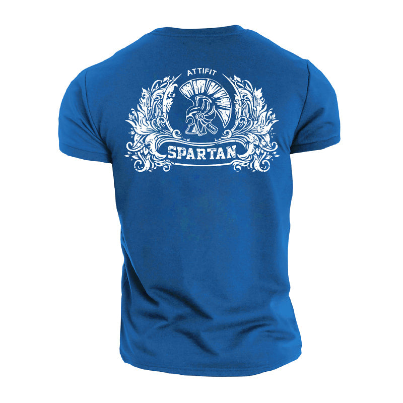Fitness-T-Shirts mit Spartan Warrior-Grafik aus Baumwolle