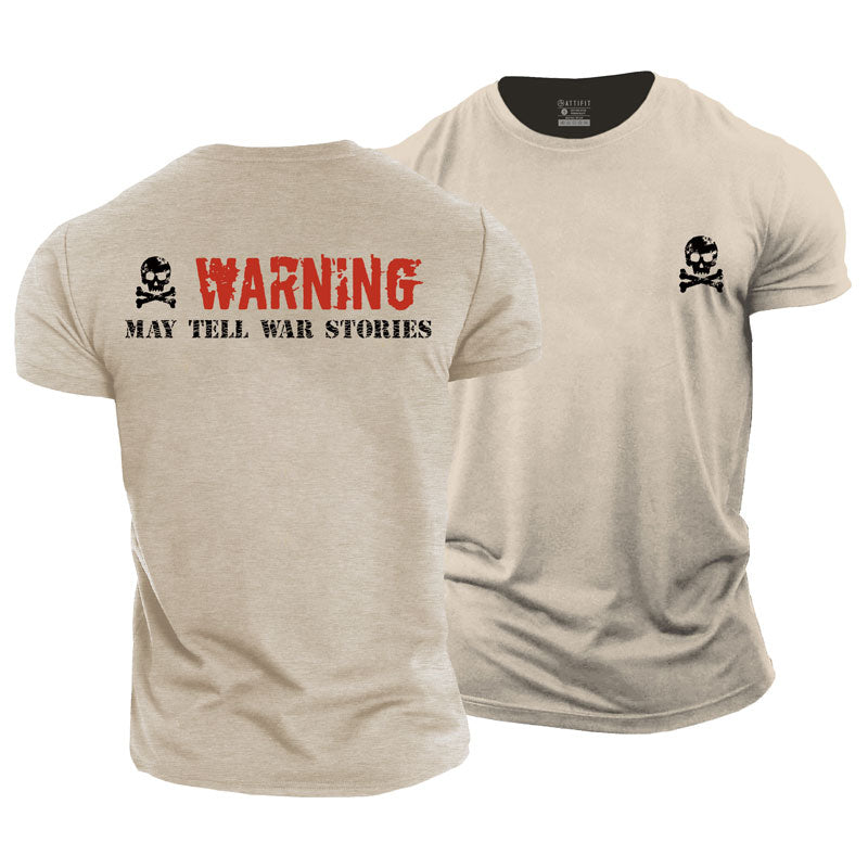 Cotton Skull Warning Graphic Men's T-shirts