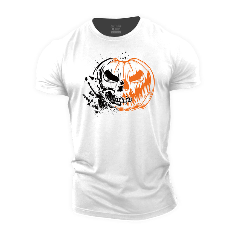 T-shirts citrouille crâne d'Halloween en coton